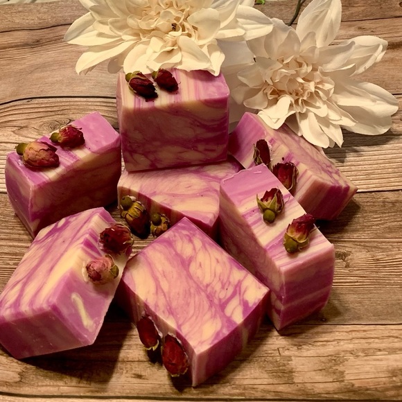 Sold out- Hand Crafted Artisan Soap with Dried Rose Buds - Picture 3 of 6